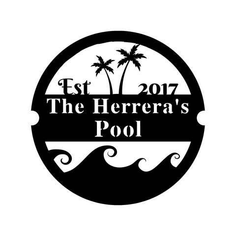 the herrera's pool est 2017/pool sign/BLACK