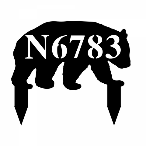 n6783/bear address yard sign/BLACK