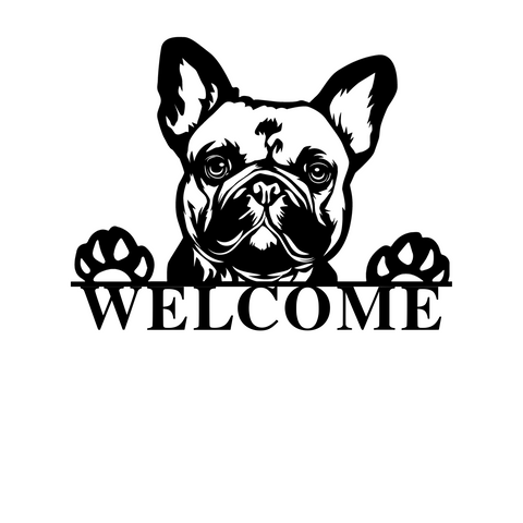 French Bulldog Welcome Sign - 36 inch
