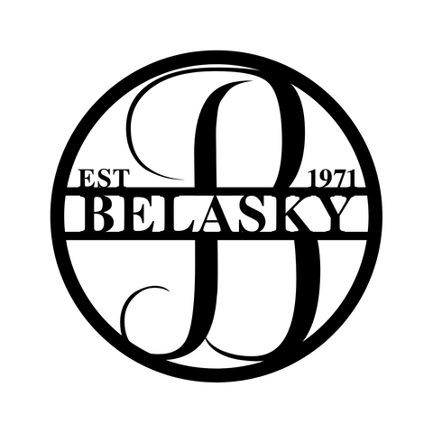 belasky est 1971/monogram sign/BLACK