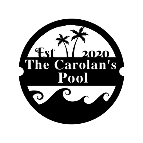 the carolan's pool est 2020/pool sign/BLACK