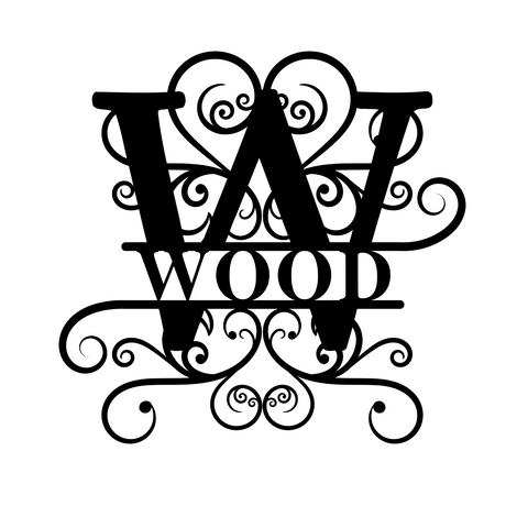 wood/monogram sign/BLACK