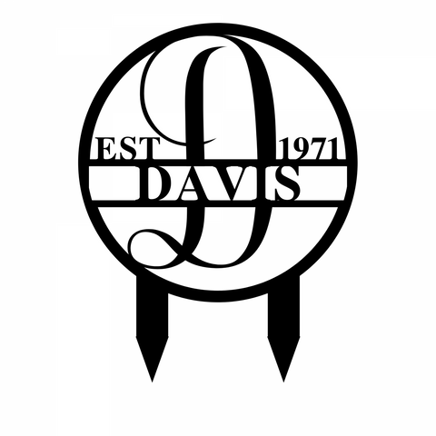 davis est 1971/monogram yard sign/BLACK