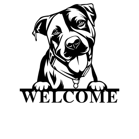 welcome/pitbull sign/BLACK