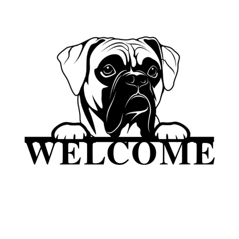 welcome/boxer sign/BLACK/18 inch