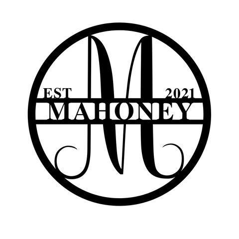 mahoney est 2021/monogram sign/BLACK