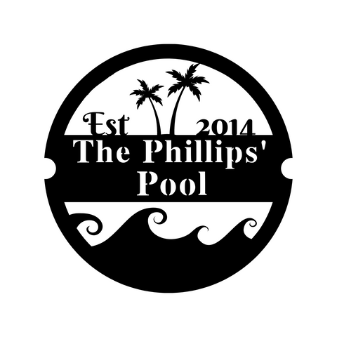the phillips' pool est 2014/pool sign/BLACK