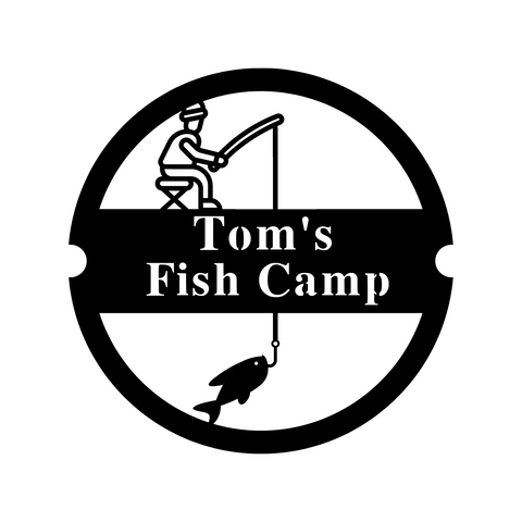 tom's fish camp/fishing sign/RED
