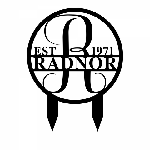 radnor est 1971/monogram yard sign/BLACK