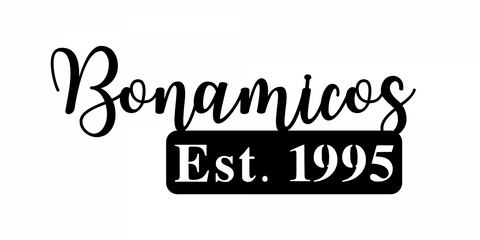 bonamicos est. 1995/script name sign/BLACK