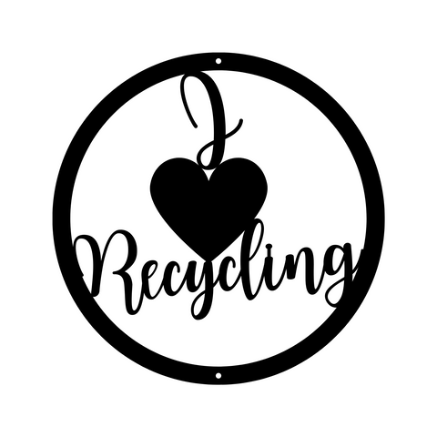 i heart recycling/custom sign/RED