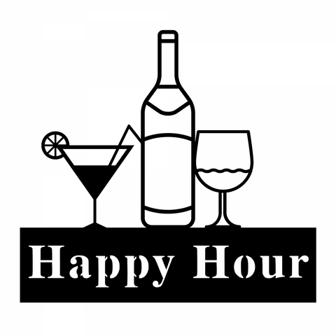 happy hour/bar sign/BLACK