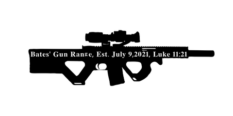 bates' gun range/gun sign/BLACK