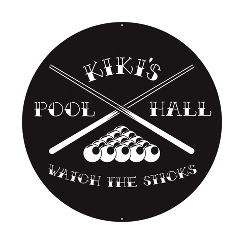 kiki's pool hall/custom sign/BLACK