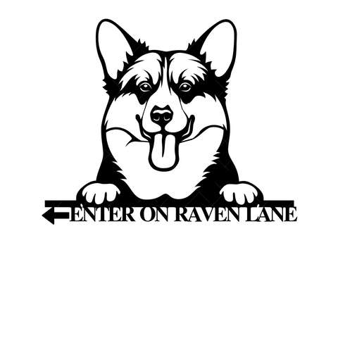 enter on raven lane/corgi sign/BLACK
