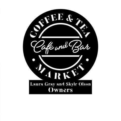 coffee & tea market/custom sign/BLACK