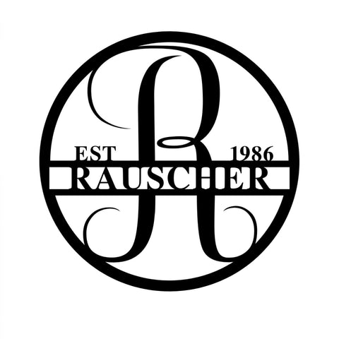 r rauscher est 1986/monogram sign/BLACK