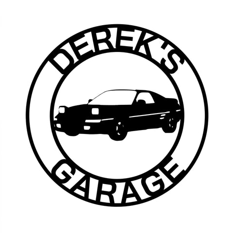 derek's garage/toyota mr2 sign/BLACK