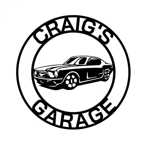 craig's garage/ford mustang sign/BLACK