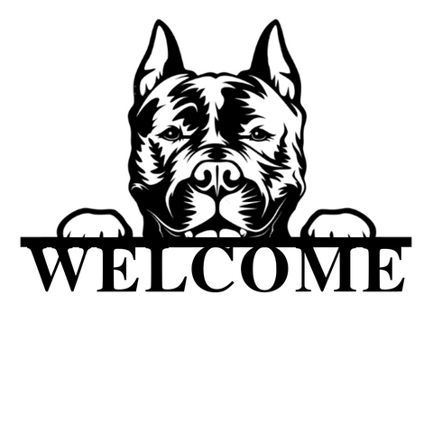 Staffordshire Terrier Welcome Sign - 30 inch