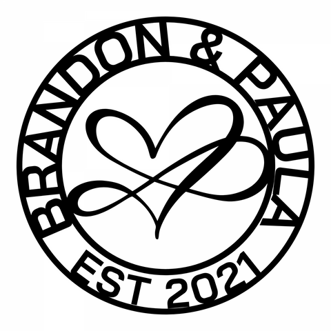 brandon and paula  est 2021/heart sign/BLACK