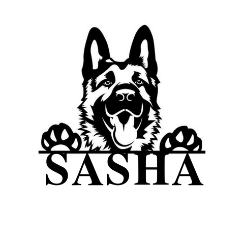 sasha/german shepherd sign/BLACK/12 inch
