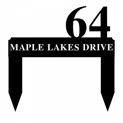 64 maple lakes drive/address yard sign/BLACK