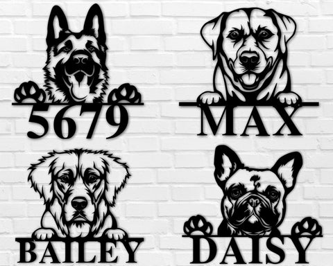 Dog Metal Name Sign, Custom Dog Breed Metal Art, Personalized Dog Sign, Custom Dog Address Sign, Dog Welcome Sign, Gift for Dog Owner