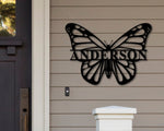 Custom Butterfly Address Sign, Custom Metal Name Sign, Butterfly Sign, Monarch Sign, Personalized Address Sign, Personalized Butterfly Sign