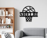 Personalized Basketball Name Sign, Custom Metal Basketball with Hoop, Sports Fan, Kids Room Wall Art, Kids Christmas Gift, Kids Birthday