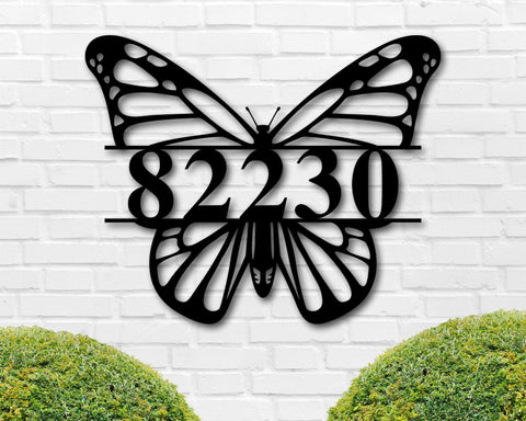 Custom Butterfly Address Sign, Custom Metal Name Sign, Butterfly Sign, Monarch Sign, Personalized Address Sign, Personalized Butterfly Sign