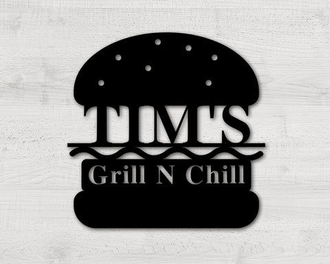 Personalized Metal BBQ Sign, Personalized Grill Sign, Father's Day Git, BBQ Grill Sign, Man Cave Decor, Out Door Kitchen Metal Signs, Burger