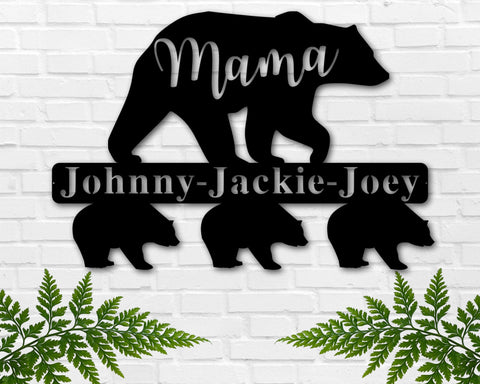 Mama Bear Metal Sign, Personalized Mother's Day Gift, Bear Cubs Sign, Custom Mother's Day Sign, Gift for Mom, Gift from Kids, Kitchen Decor