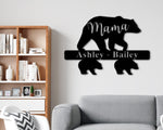 Personalized Mom Gift, Mother's Day Gift from Kids, Mama Bear Metal Sign, Custom Gift for Mom, Mama Bear Metal Wall Decor, Kids Names Sign