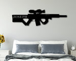 Gun Metal Sign, Custom Gun Sign, Personalized Armory Sign, Gun Metal Wall Art, Father's Day Gift, Hunting Gift, Gift for Him, Army Gift