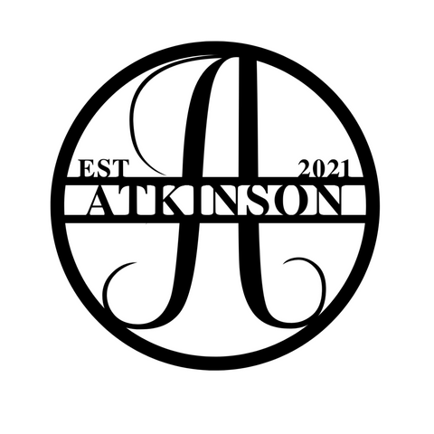 a atkinson est 2021/monogram sign/BLACK