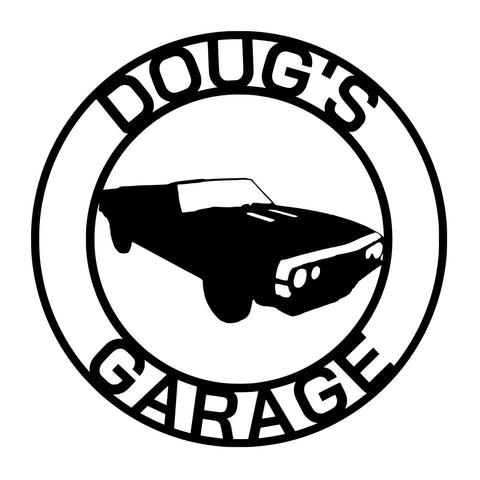 doug's garage/chevy camaro sign/BLACK
