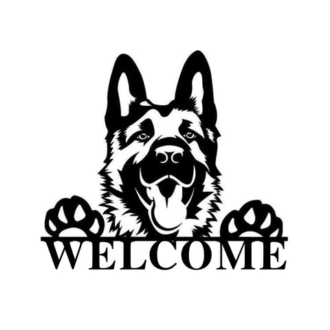 welcome/german shepherd sign/BLACK