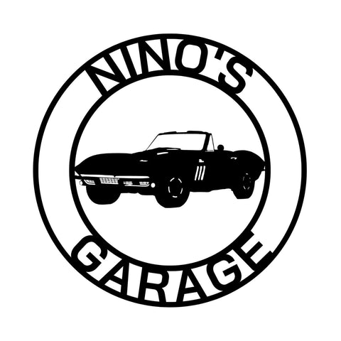 nino's garage/1967 corvette sign/BLACK