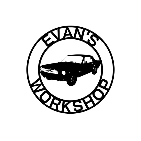 evan's workshop/ford mustang sign/BLACK
