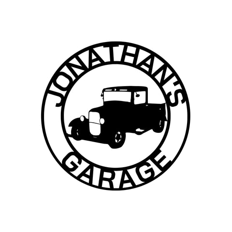 jonathan's garage/1932 ford pickup sign/BLACK